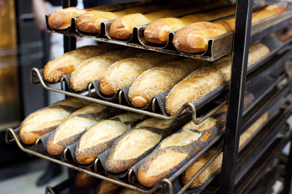 fresh bread in the oven