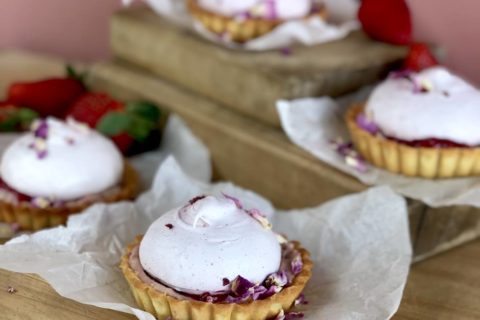 rhubarb and strawberry custard meringue tart recipe