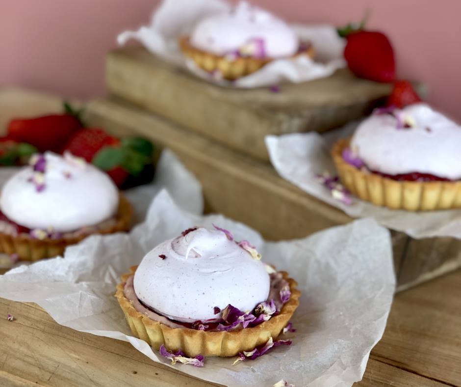 rhubarb and strawberry custard meringue tart recipe