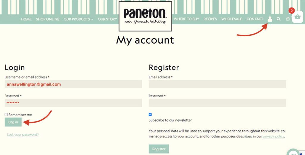 How to log in Paneton Bakery account